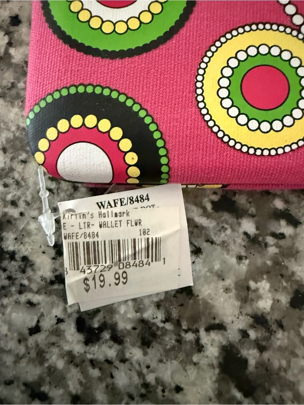 Monogram Letter E Wallet Case Pink with Yellow and Green Circles